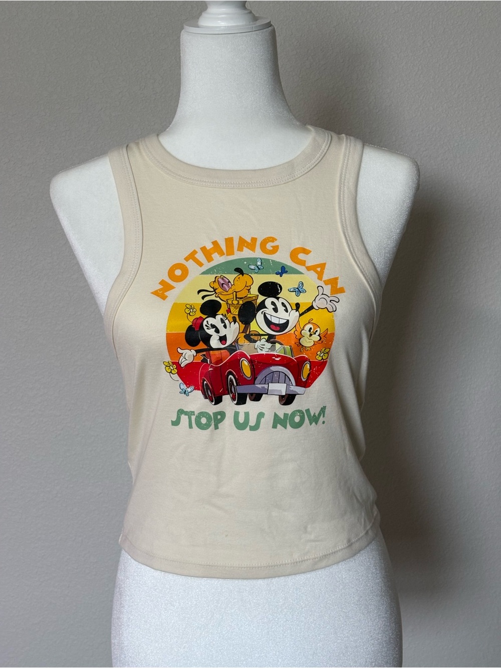 Disney Cream Tank with Colorful Character Graphic